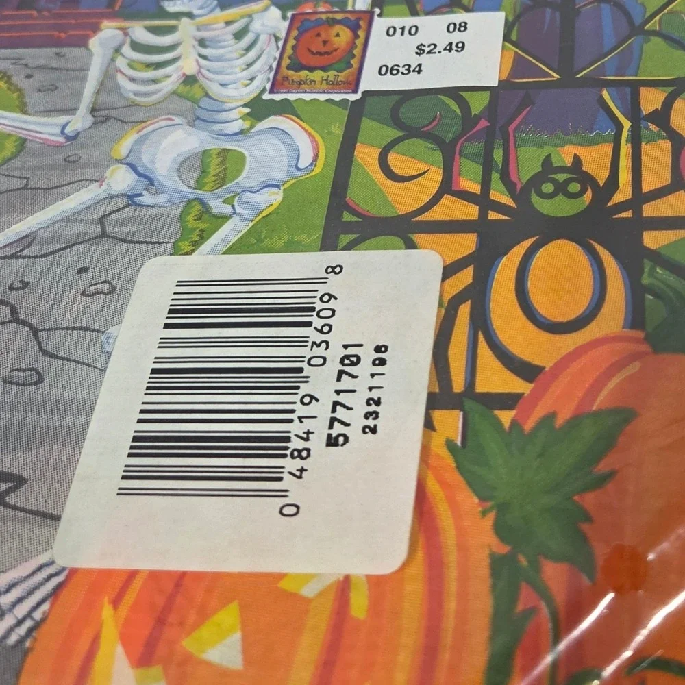 Vintage Trend Setters Halloween Tablecloth Skeleton Haunted House 54x96 New
